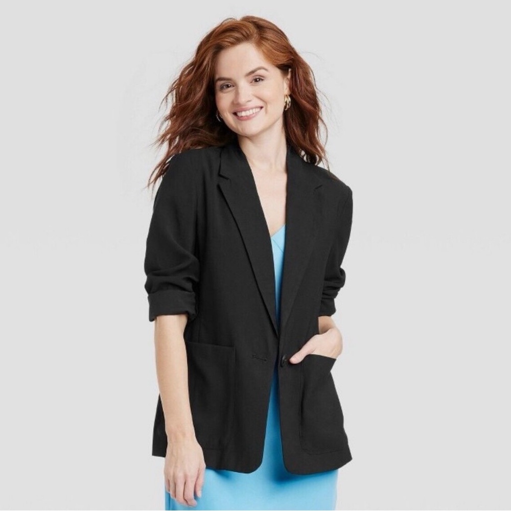Women’s Jacket Relaxed Fit Essential Black Business A New Day 2X